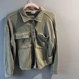 Green cardigan sweater